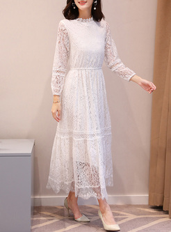 White Brief Lace Perspective Maxi Dress