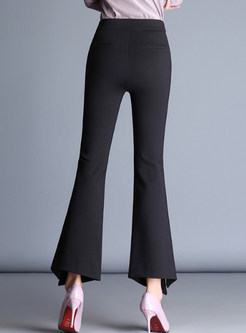 Black Asymmetric Split Flare Pants