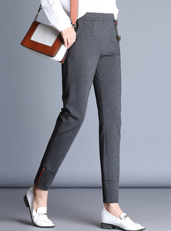 Grey Fashion Slim Elastic Pencil Pants