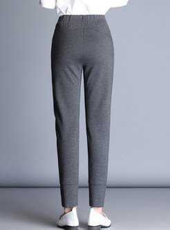 Grey Fashion Slim Elastic Pencil Pants