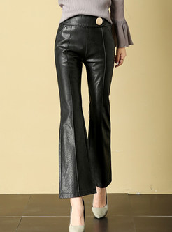 Stylish Leather Black Flare Pants