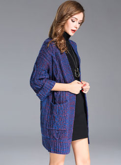 Fashionable Loose Stand Collar Knitted Coat