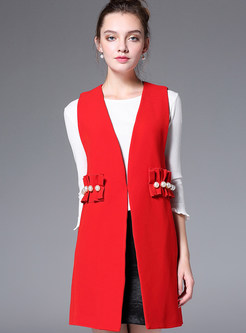 Pure Color Embellished Sleeveless Vest