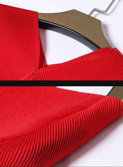 Red V-neck Bat Sleeve Shift Dress
