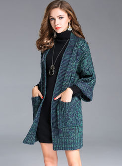 Fashionable Loose Stand Collar Knitted Coat