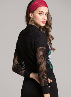 Stylish Floral Lace Hollow Out Coat
