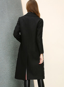 Fashion Turn Down Collar Black Coat