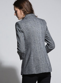 Tailored Stand Down Collar Double-breasted Blazer 