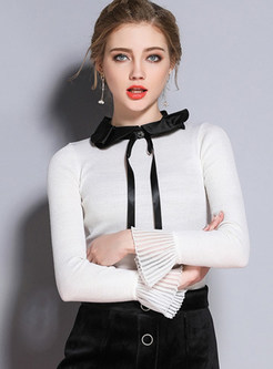 Sweet Bell Sleeve Bow-front Slim Sweater