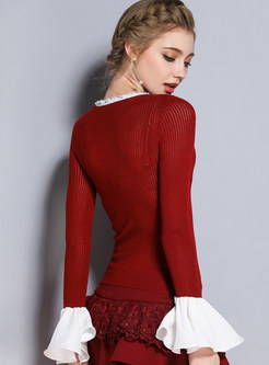 Skinny Embellished Bell Sleeve Sweater