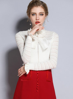Bow-front Hollow Out Sweater