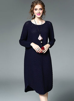 Causal Long Sleeve Loose Knitted Dress