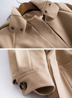 Stylish Hooded Pockets Splicing Trench Coat