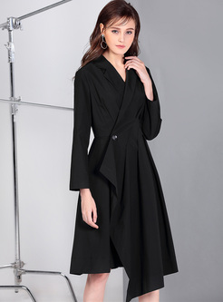 Street One-buttoned Asymmetric Trench Coat