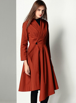 Red Street One-buttoned Asymmetric Trench Coat