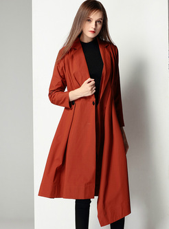 Red Street One-buttoned Asymmetric Trench Coat