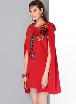 Red Street Embroidery Sequined Two-piece Outfits