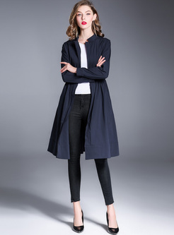Brief Stand Collar Belted Trench Coat