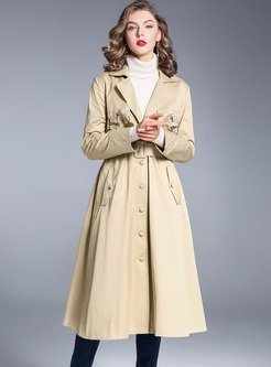 Street Embroidery Hollow Slim Trench Coat