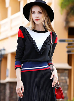 Sweet Slim Stringy Selvedge Long Sleeve Knitted Sweater