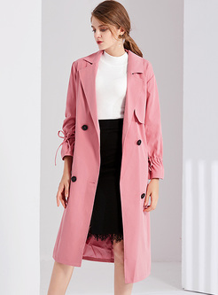 Street Tied-sleeve Double-breasted Trench Coat