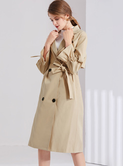 Street Tied-sleeve Double-breasted Trench Coat