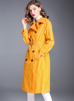 Yellow Double-breasted Trench Coat