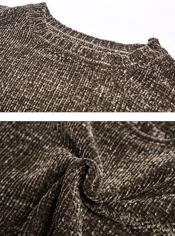Stylish Asymmetric Hem Long Sleeve Knitted Sweater
