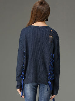 Hollow Out Long Sleeve Knitted Sweater