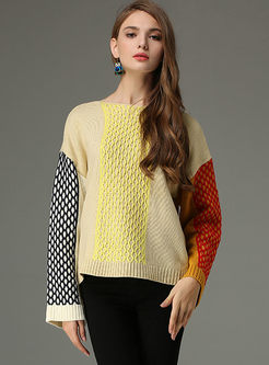 Hit Color Slit Flare Sleeve Sweater