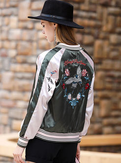 Ethnic Hit Color Splicing Embroidery Jacket