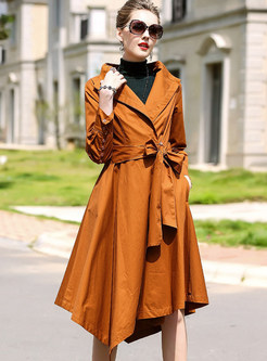 Chic Asymmetric Belted Long Trench Coat