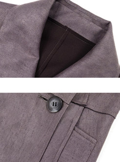 Grey Brief High Waist Turn Down Collar Trench Coat