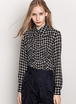Brief Checked Single-breasted Blouse