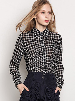 Brief Checked Single-breasted Blouse