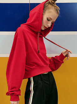 Red Brief Hooded Cotton Hoodie