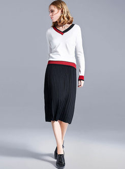 Sweet A-line Slim Pleated Skirt