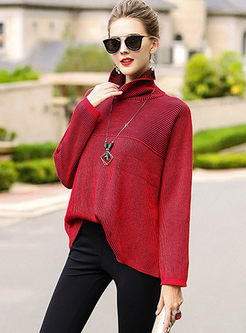Street Loose Turtle Neck Knitted Sweater