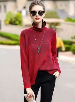 Street Loose Turtle Neck Knitted Sweater