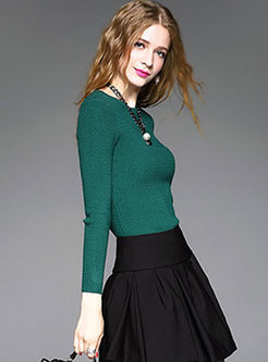 Brief Slim Long Sleeve Knitted Sweater