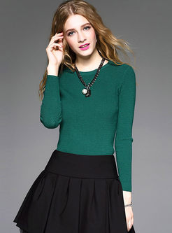Brief Slim Long Sleeve Knitted Sweater