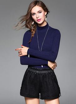 Causal Turtle Neck Slim Long Sleeve Knitted Top