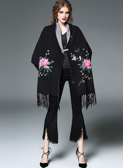 Ethnic Tassel Long Sleeve Thick Kimono
