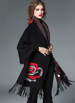 Stylish Batwing Sleeve Tassel Kimono