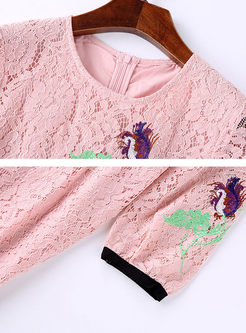 Pink Nail Bead Lace Embroidery Sheath Mermaid Dress