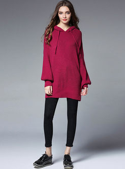 Causal Loose Hooded Long Sleeve Knitted Sweater