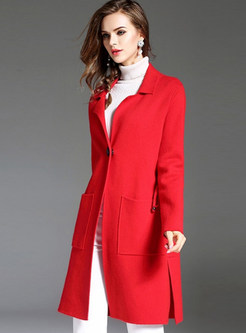Red Brief Notched Straight Coat