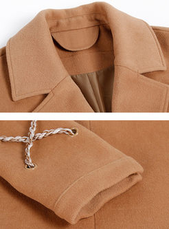 Brief Single-breasted Woolen Long Sleeve Trench Coat