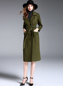Brief Notched Neck Belted Slim Trench Coat