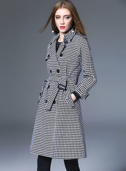 Plaid Double-breasted Belt Trench Coat